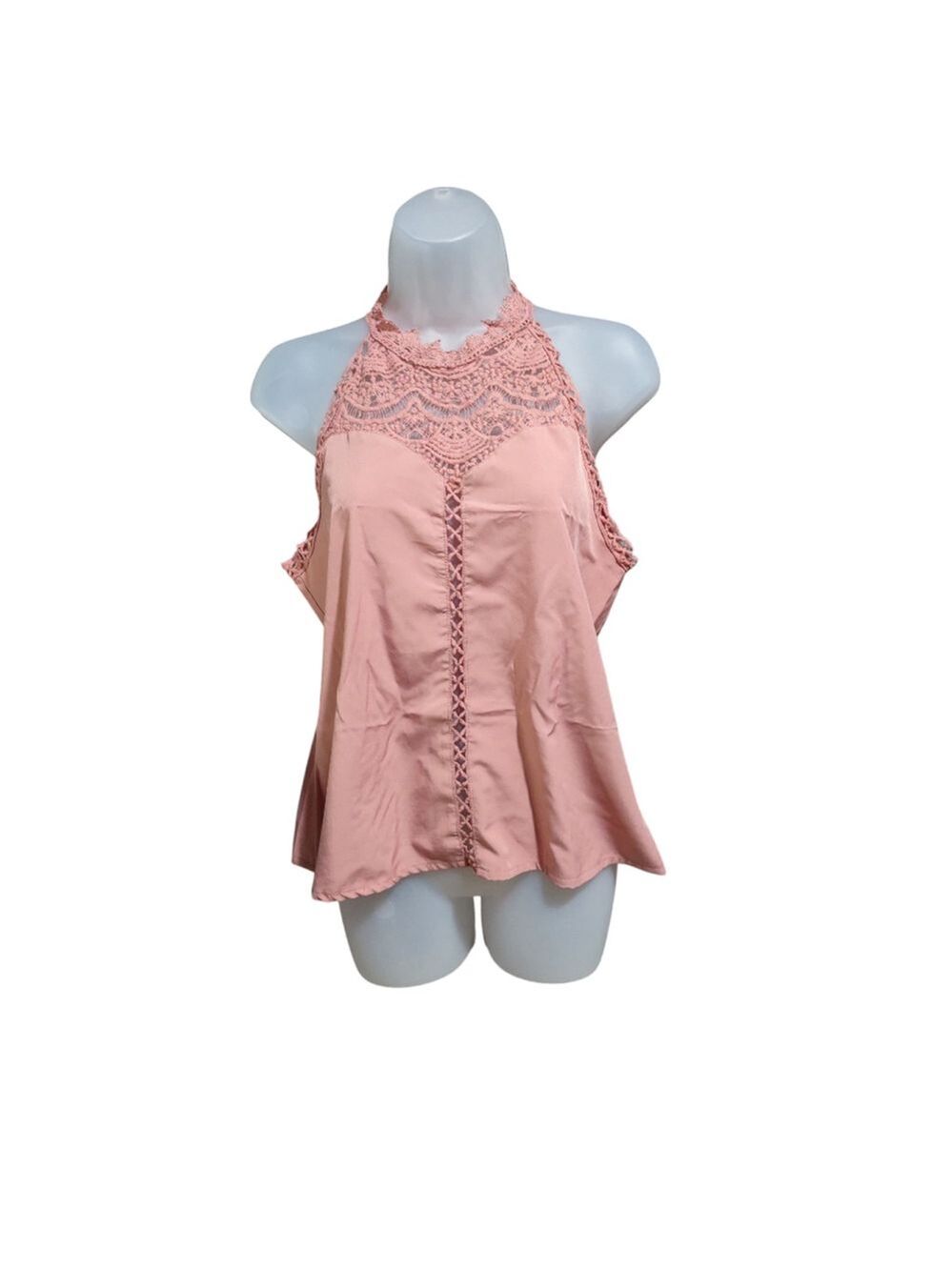 Women's Dusty Pink Crochet Sleeveless Top Medium - Picture 2 of 3